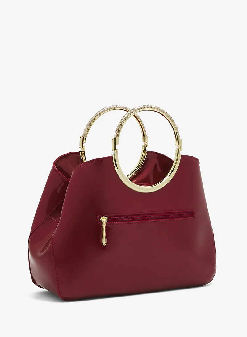 Khizana Ring Handle Geometrical Shaped Bag With Gold Accent